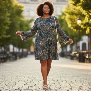 marc new york womens long sleeve shift dress MARC NEW YORK Womens Black Balloon Sleeve Round Neck Jamaica